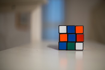 Blue and White Orange Green Rubik's cube