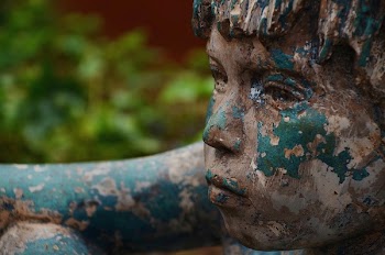 Blue and White Painted Boy Statue