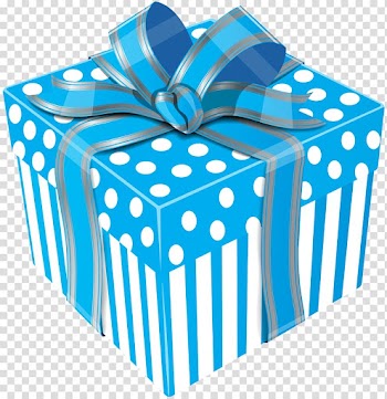 Blue and white polka-dot gift box , Gift wrapping Box , Cute Blue Gift Box transparent background PNG clipart