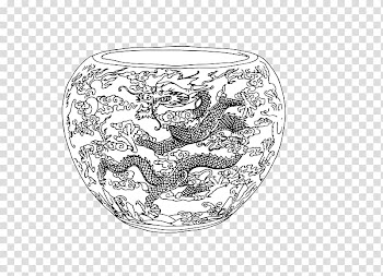 Blue and white pottery Motif Porcelain Ceramic, Chinese wind black and white dragon totem utensils transparent background PNG clipart