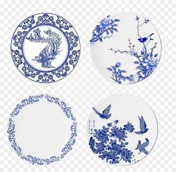 Blue and white pottery Tableware Chinoiserie - Chinese style blue and white porcelain plate 