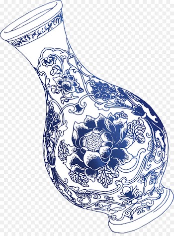 Blue and white pottery Vase Drawing - Vase blue and white porcelain decoration design vector 