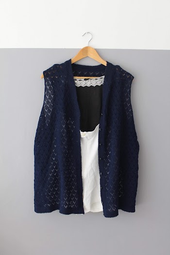 Blue And White Sleeveless Top