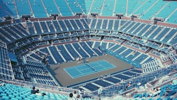 blue and white tennis stadium