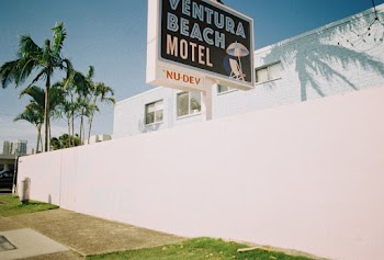 Blue and White Ventura Beach Motel Signboard