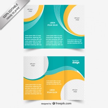 Blue and yellow brochure template Free Vector