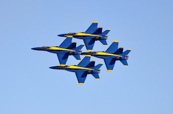 Blue and Yellow Fighter Plane Exhibition
