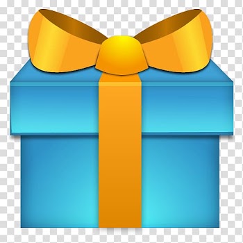 Blue and yellow gift box illustration, electric blue angle yellow, Present transparent background PNG clipart