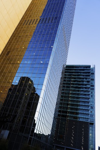 Blue and Yellow High-rise Building