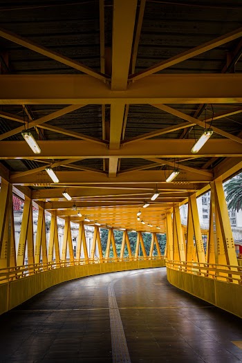 Blue and Yellow Metal Building