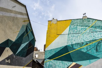 Blue and Yellow Painted Concrete Building