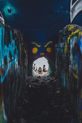 blue and yellow painted wall
