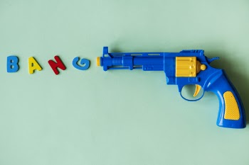 Blue and Yellow Plastic Toy Revolver Pistol