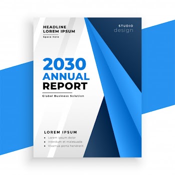 Blue annual report brochure business layout Free Vector