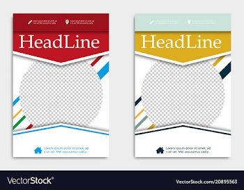 Blue annual report brochure flyer design template vector image