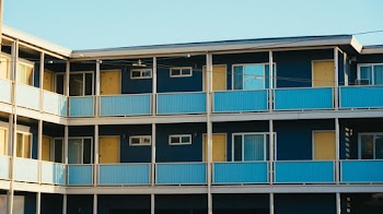 Blue Apartment Building