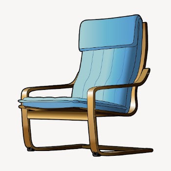 Blue armchair collage element/drawing/clipart, furniture | Free PSD - rawpixel