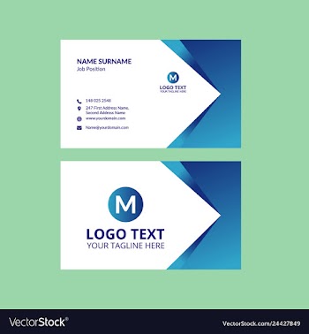 Blue awesome business card template vector image