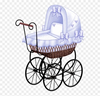 Blue Baby Carriage Clip Art - Vintage Baby Carriage Clipart