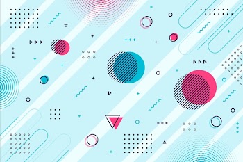 Blue background memphis geometric shapes Free Vector