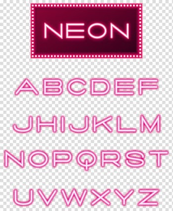 Blue background with neon text overlay, Neon lighting Letter case Font, Neon light effect word transparent background PNG clipart