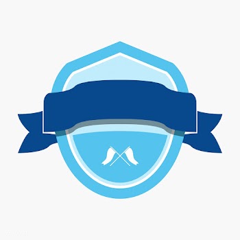 Blue badge embellished with a banner | Free stock vector - 543041