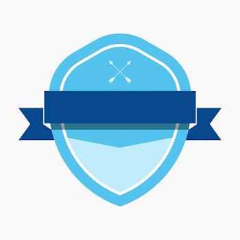 Blue badge embellished with a banner | Free stock vector - 543082