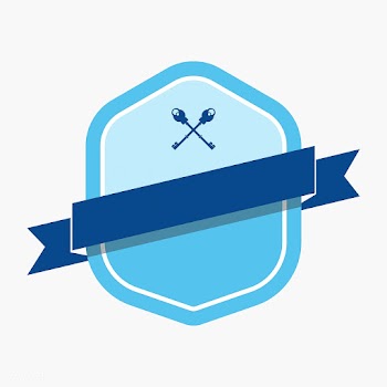 Blue badge embellished with a banner | Free stock vector - 543084