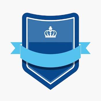 Blue badge embellished with a banner | Free stock vector - 543118