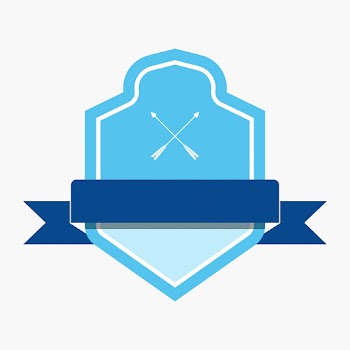 Blue badge embellished with a banner | Free stock vector - 543137