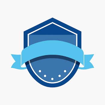 Blue badge embellished with a banner | Free stock vector - 543148