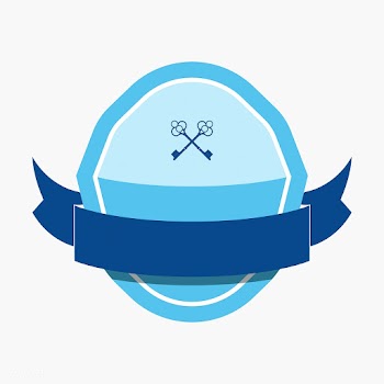 Blue badge embellished with a banner | Free stock vector - 543154