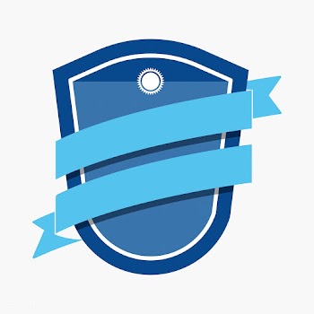 Blue badge embellished with a banner | Free stock vector - 543161