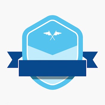 Blue badge embellished with a banner | Free stock vector - 543168