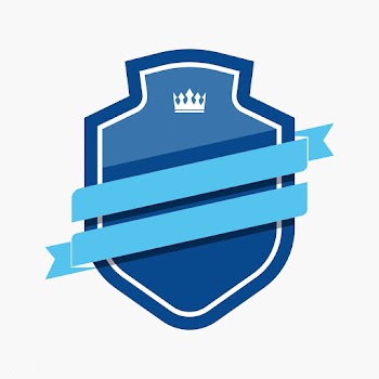 Blue badge embellished with a banner | Free stock vector - 543194