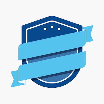 Blue badge embellished with a banner | Free stock vector - 543209
