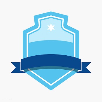 Blue badge embellished with a banner | Free stock vector - 543220