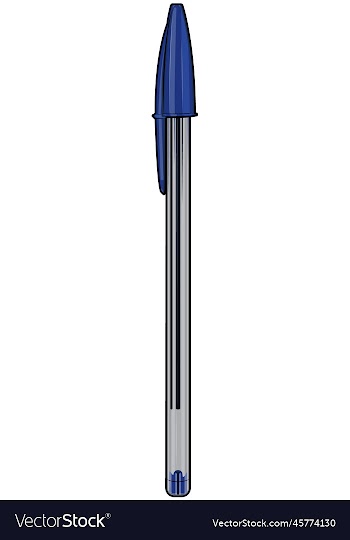 blue ball point pen with lid