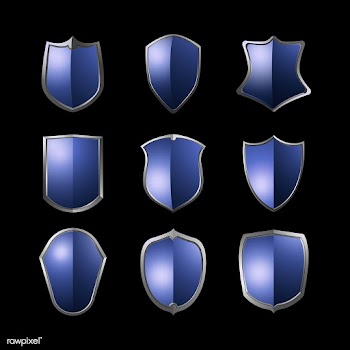 Blue Baroque shield elements vector set | Free stock vector - 535378