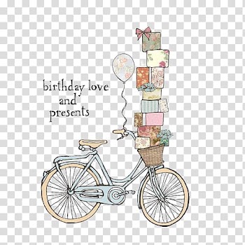 Blue bike graphic with birthday love and presents text overlay, Hybrid bicycle Cycling Cycle chic, bicycle transparent background PNG clipart
