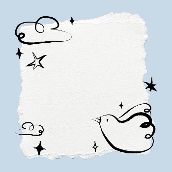Blue bird doodle frame, ripped | Free PSD - rawpixel
