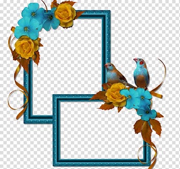 Blue birds illustration, Digital frame frame Template , Blue Bird Frame transparent background PNG clipart
