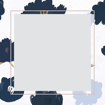 Blue blooming flower frame psd botanical illustration