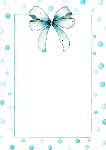Blue Bow with Polka Dot Background Stationery