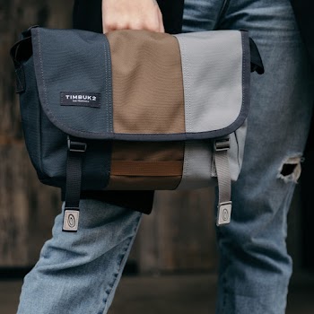 Blue, Brown, and gray Hand Bag