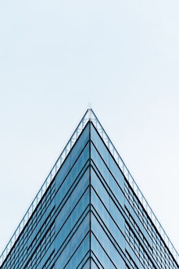 blue building glass mirror