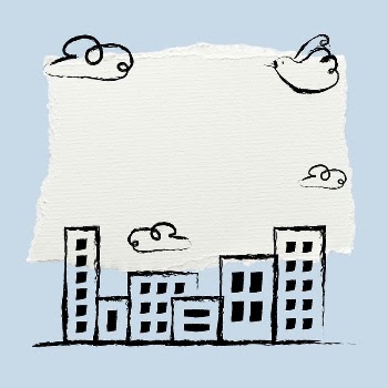 Blue buildings doodle frame, ripped | Free Photo - rawpixel