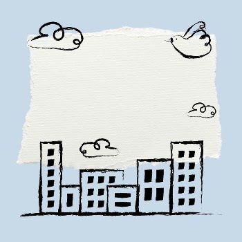 Blue buildings doodle frame, ripped | Free PSD - rawpixel