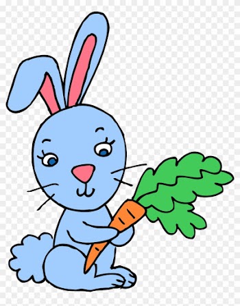 Blue Bunny Rabbit With Carrot Clipart - Blue Rabbit Clipart