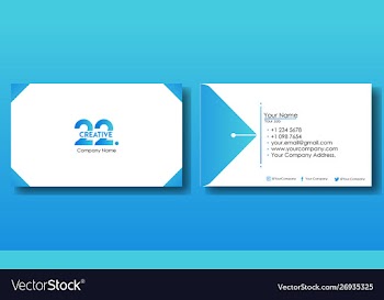 Blue business card ready print design vector image